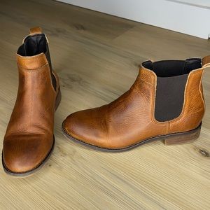 Tan real leather booties